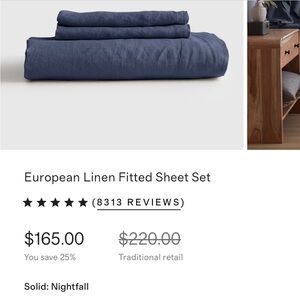 Quince Queen Linen Fitted Sheet Set in Nightfall